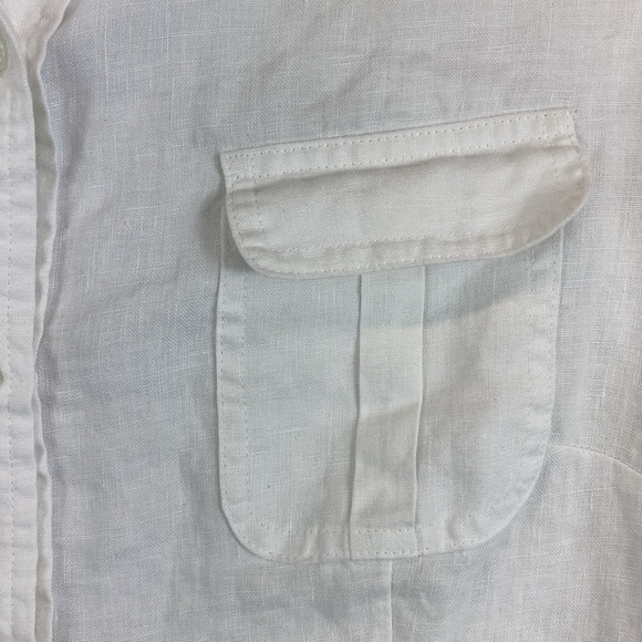 Grace Elements linen button up blouse crisp white size 10 S/M beachy minimalist - Picture 6 of 9